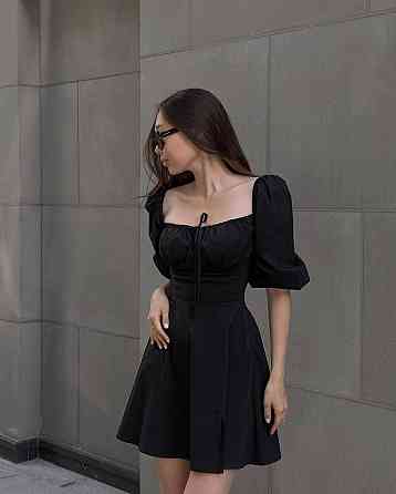 Женское легкое романтическое мини платье из хлопка. 44/46, Черный Одесса