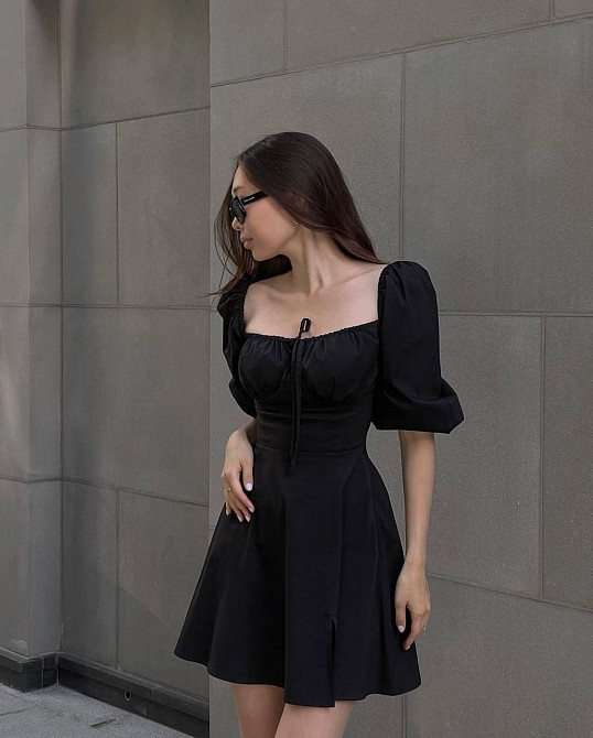 Женское легкое романтическое мини платье из хлопка. 44/46, Черный Одесса - изображение 1