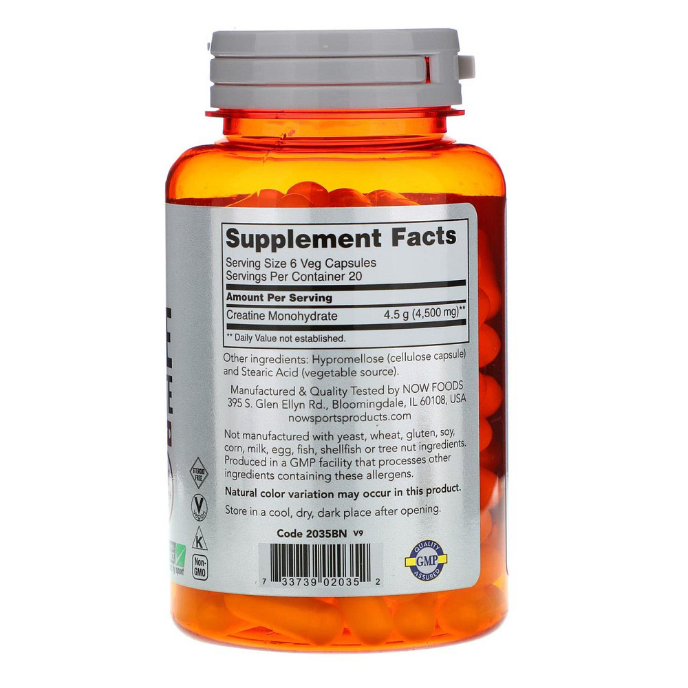 Креатин моногидрат Now Foods Creatine Monohydrate 750 мг 120 вег капсул Киев - изображение 2