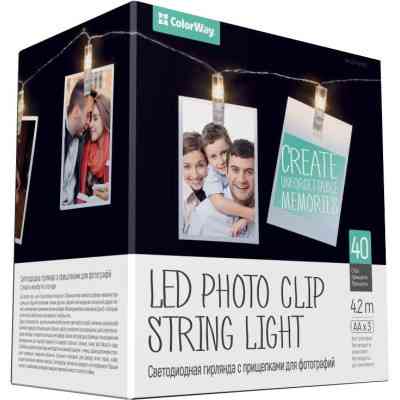 Гірлянда ColorWay 40 LED, 4.2м, з прищіпками (CW-LCP-40L42B) Вінниця