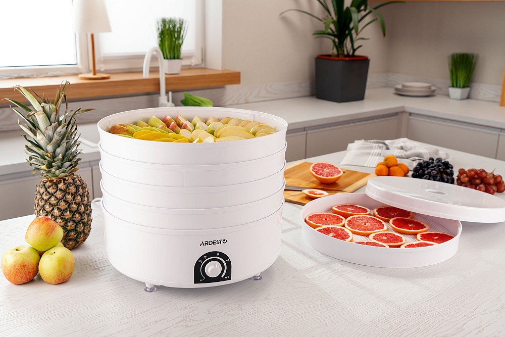 Сушарка для продуктів ARDESTO FDB-5385, 520Вт, піддонів -5x4см, діаметр-38,5см, макс-70°С, рег.темп, пластик , білий Київ - фото 4