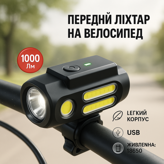 Передний свет для велосипеда с быстрым креплением BL-611-1LM+2COB, Долговечный велосипедный фонарь XP-39 Львов