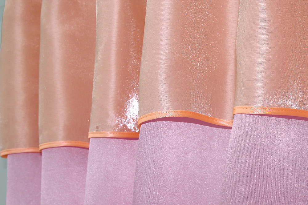 Кухонные шторы VR-Textil № 073к с ламбрекеном и подхватами розовый с персиковым 270х170 см (52-0209) Киев - изображение 4