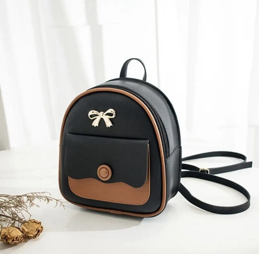 Маленькая женская сумочка через плече, сумочка для девочек, черный,  - размер сумки 21*18*8 см, 2 кармана Киев - изображение 1