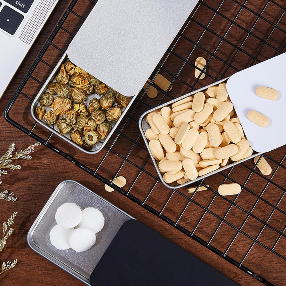 Металическая коробка DEANKEJI Small Metal Tin 60×33×11 мм серебро/золото/чёрный 9 шт с крышкой для хранения Киев - изображение 7