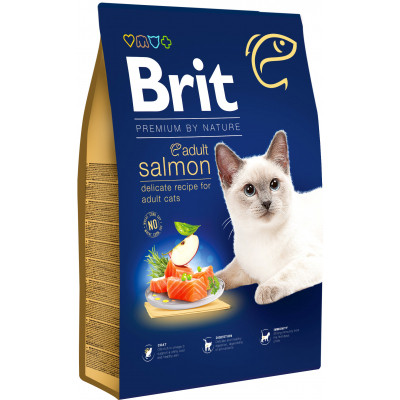 Сухий корм для кішок Brit Premium by Nature Cat Adult Salmon 8 кг (8595602553211) Вінниця - фото 1