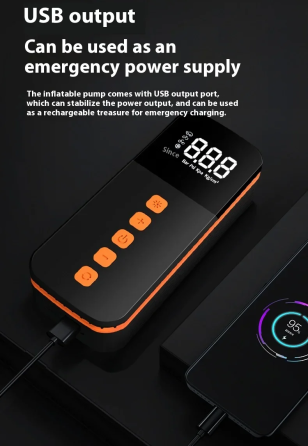 Насос аккумуляторный цифровой Air SCK619-4 80W PowerBank Type-C с фонариком и переходниками Киев