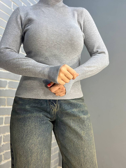 Светр жіночий водолазка гольф базовий A-N 5688 , сірий, 42-46 Київ - фото 1