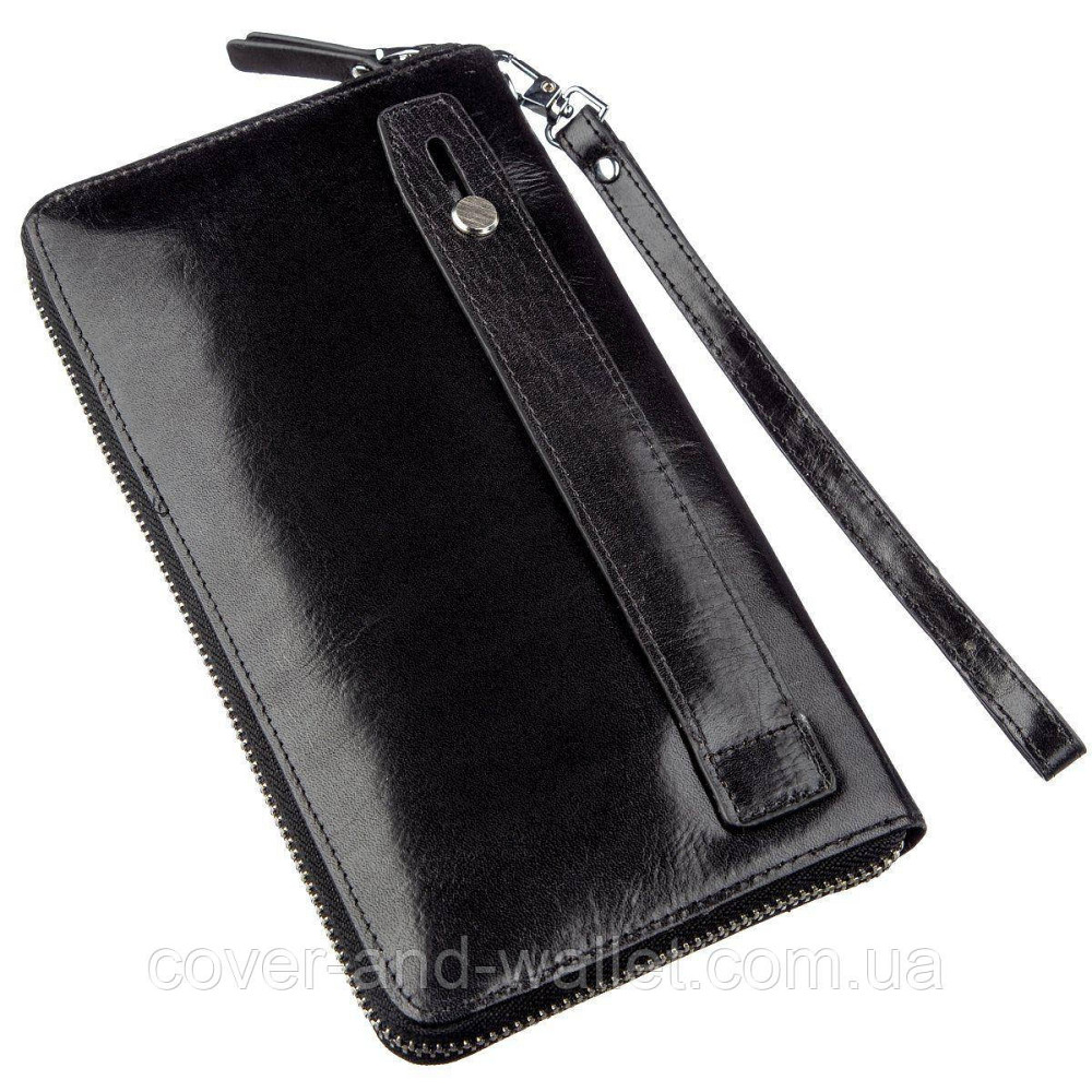 Солидный мужской кожаный кошелек-клатч на молнии BOSTON черный Киев - изображение 6