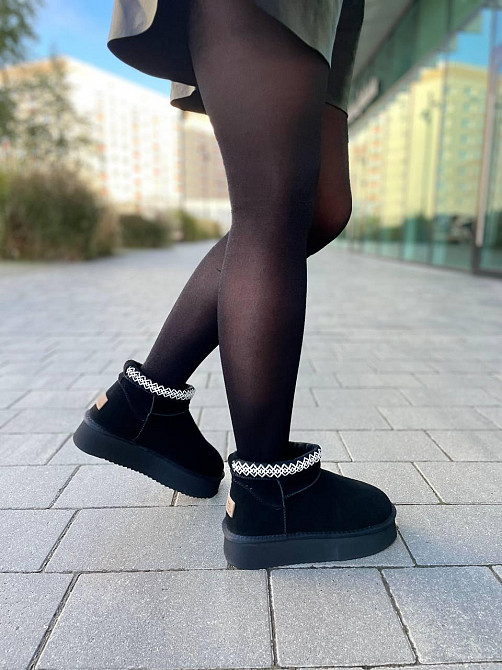 ITTS Угги жіночі ITTS чорні натуральна замша з теплим хутром высота 10 см (5639) Коломыя - изображение 9