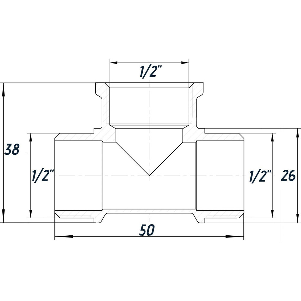 Тройник 1/2″ЗВЗ никелированный NT337S OPTIMUM (000030806) Киев - изображение 3