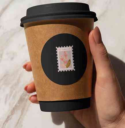 Наклейки марки с цветами 500 шт в рулоне, декоративные стикеры цветы Киев