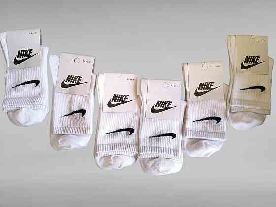 Жіночі шкарпетки брендові високі з бавовни. Паковання білих шкарпеток 6 штук в пакованні. Nike socks. Розмір 39-41 Київ