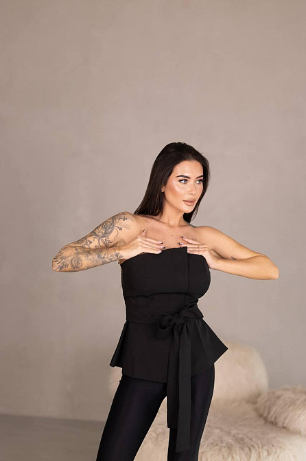 Женский стильный привлекательный корсет из плотной ткани креп костюмка чорний, 44/46 Одесса - изображение 9