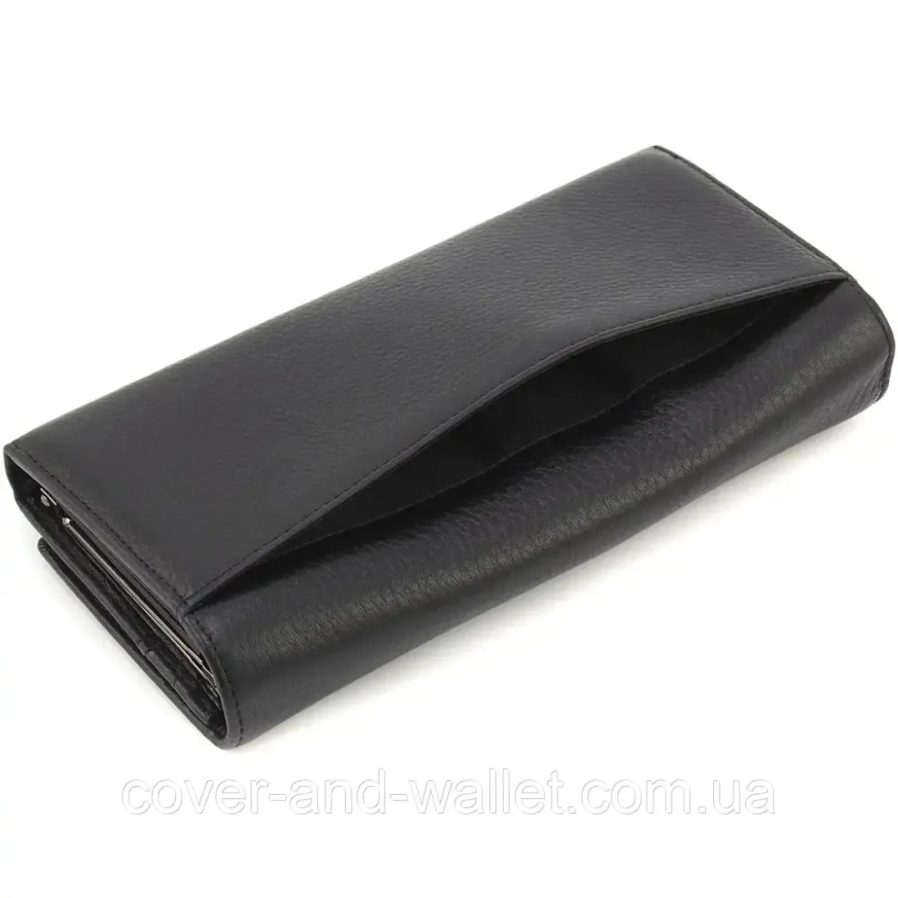 Елітний жіночий гаманець із натуральної шкіри чорного кольору Marco Coverna W001 Black Київ - фото 5