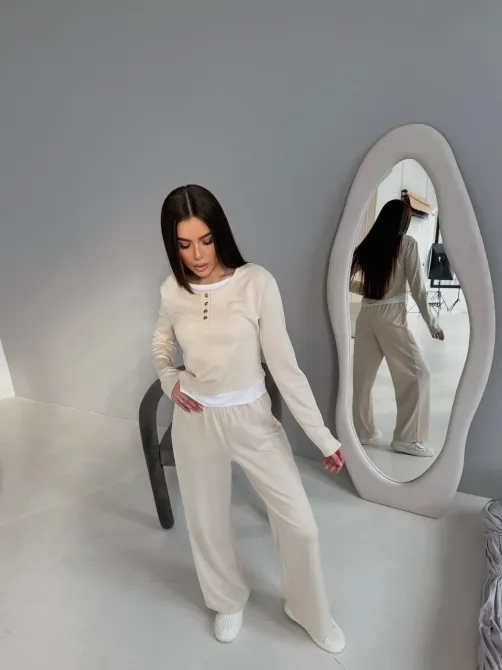 Жіночий костюм 2-ка з двунитки бежевий чорний Одеса - фото 14