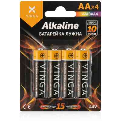 Батарейка AA LR6 Alkaline 4pcs Blister Vinga (VJABAA4) Винница