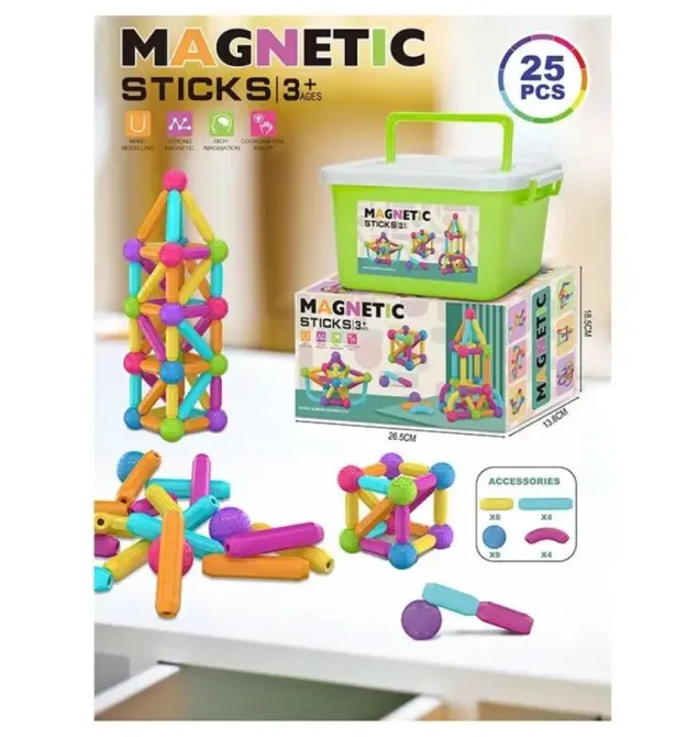 Магнітний конструктор Magnetic Sticks у валізці 25 деталей (158-20) Чернігів - фото 1