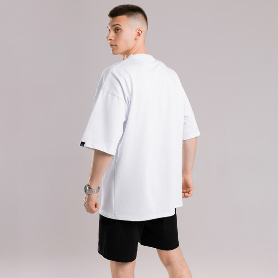 Однотонна біла футболка для чоловіків. Чоловіча біла футболка оверсайз Pobedov Nude Київ