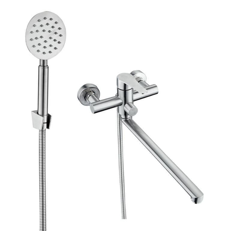 Смеситель для ванны WEZER EKO7-17 с душевым гарнитуром, сатин Киев - изображение 1