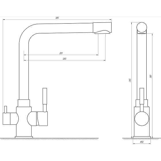 Смеситель для кухни под осмос Globus Lux ALPEN SUS-0888-BB (000022605) Киев