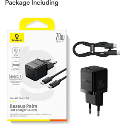 Зарядний пристрій Baseus Palm Fast Charger 1C 20W + Cable 1.0m Type-C 60W black (P10111602113-01) Вінниця - фото 12
