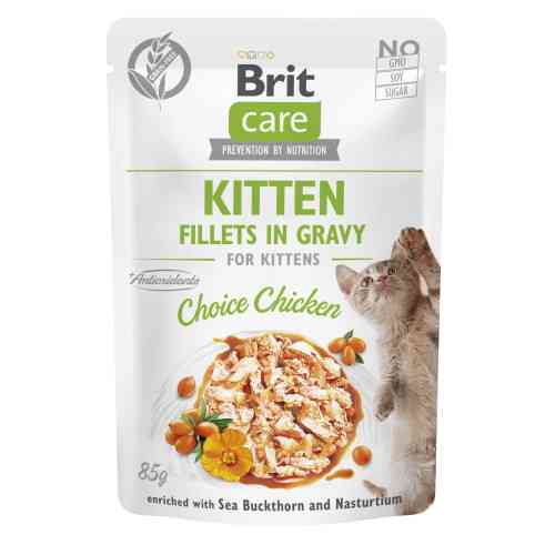 Корм вологий Brit Care Fillets in Gravy Choice Chicken Kitten д/кошенят філе в соусі з куркою 85 г Київ
