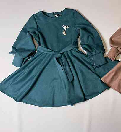 Платье нарядное повседневное для девочки зеленое 110,116 Николаев