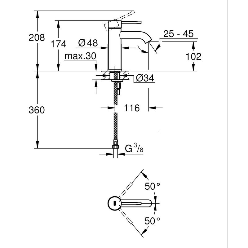 Змішувач одноважільний для раковини S-Size Grohe Essence  ( 13569 ) Харків - фото 3
