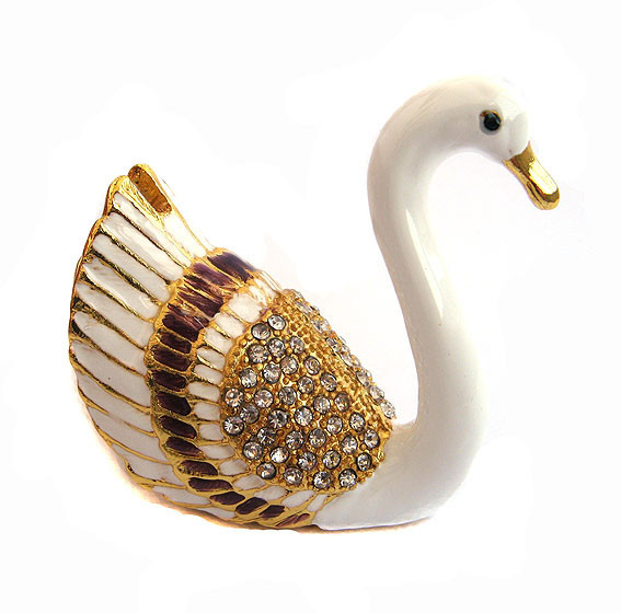 Скринька зі стразами металева Лебідь Київ - фото 1