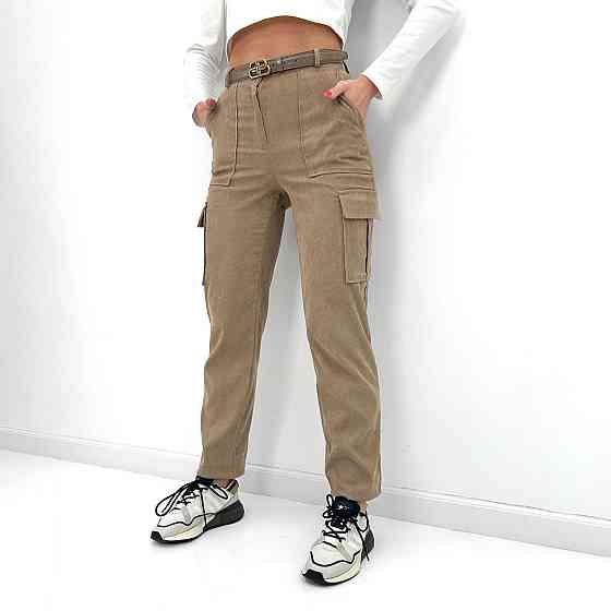 Жіночі вельветові брюки карго "Urban" оптом | Батал Бежевий, 50 Київ