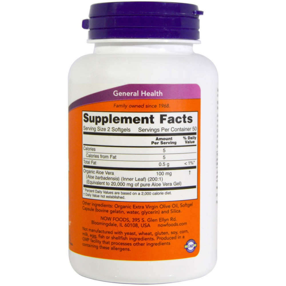 Алое Вера Now Foods (Aloe Vera) 100 м'яких капсул Луцк - изображение 2