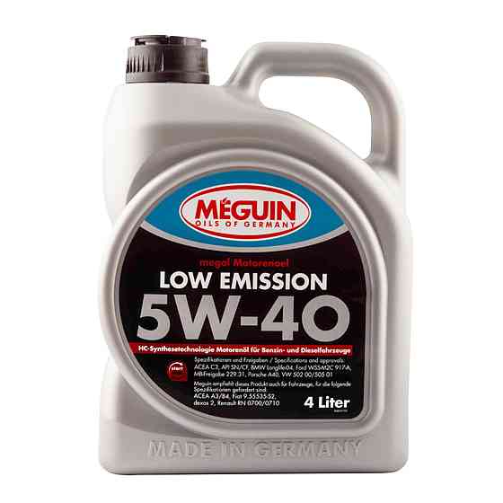 MEGUIN Low Emission SAE 5W-40 4 л — моторное масло Low-SAPS для бензиновых и дизельных двигателей, VW 505.01, BMW LL-04, MB 229.31 Ковель