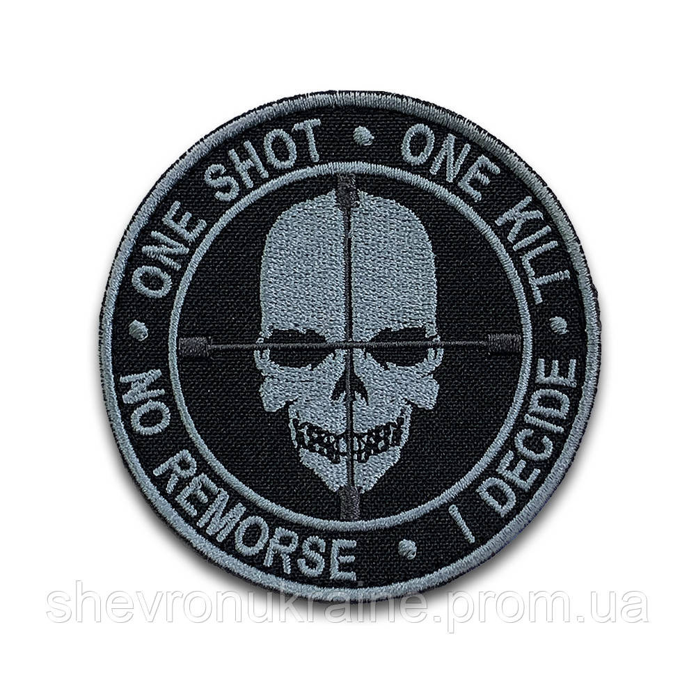 Шеврон один постріл один труп (Форма коло. На липучці) Розмір 8см Київ - фото 7
