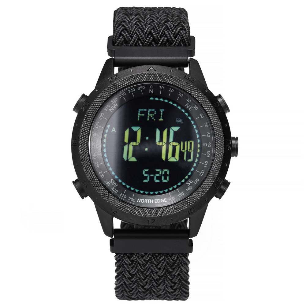 Часы мужские водостойкие тактические North Edge Desert Nylon Power 5BAR с компасом Черный Винница - изображение 11