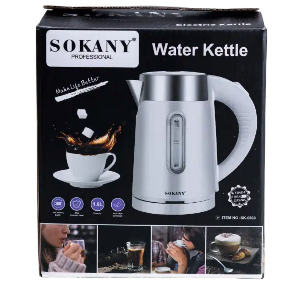 Електрочайник Sokany 1200W Білий SK0808W Коломия - фото 3