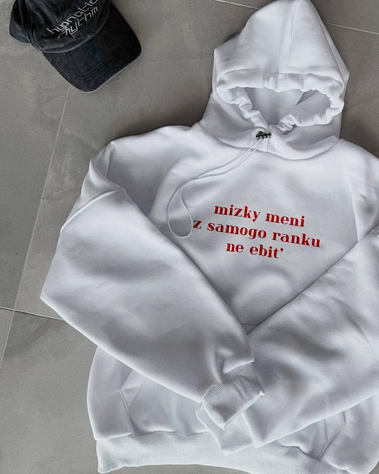 Женская стильная принтованная худи из трехнитки на флисе + манжеты измельченная Одесса - изображение 1