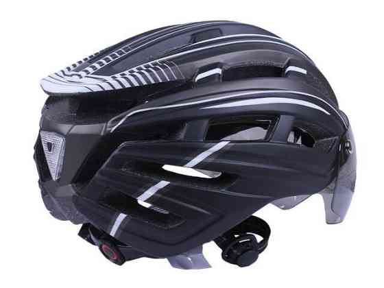 Шлем велосипедный GTS-H-090 с габаритным фонарем, очками (черный с серым, size L) Мукачево