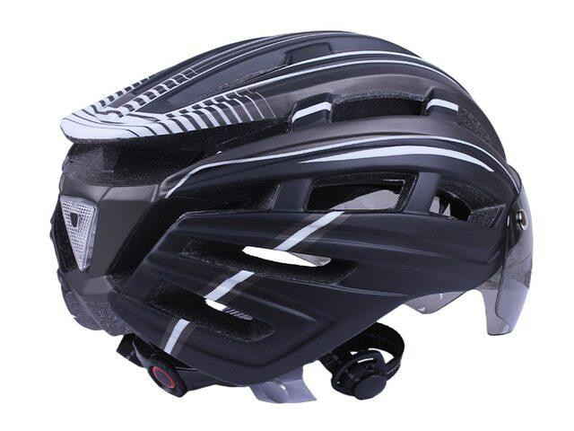 Шолом велосипедний GTS-H-090 з габаритним ліхтарем, окулярами (чорний із сірим, size L) Мукачево - фото 2