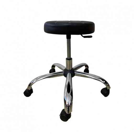 Стілець для майстра без спинки Йола на хромованій ніжці Чорний Київ