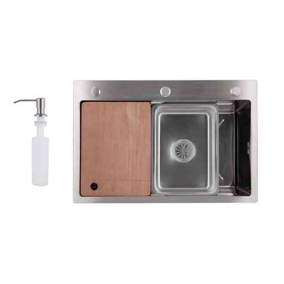 Мийка для кухні інтегрована Lidz Handmade H6845 Brushed Steel 3,0/1,0 мм LDH6845BRU49455 Київ