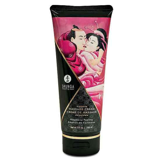 Съедобный массажный крем Shunga Kissable Massage Cream – Raspberry Feeling (200 мл) Sex Aura Киев