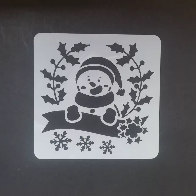 Трафарет на окна Снеговик 13 на 13 см серый Киев - изображение 1