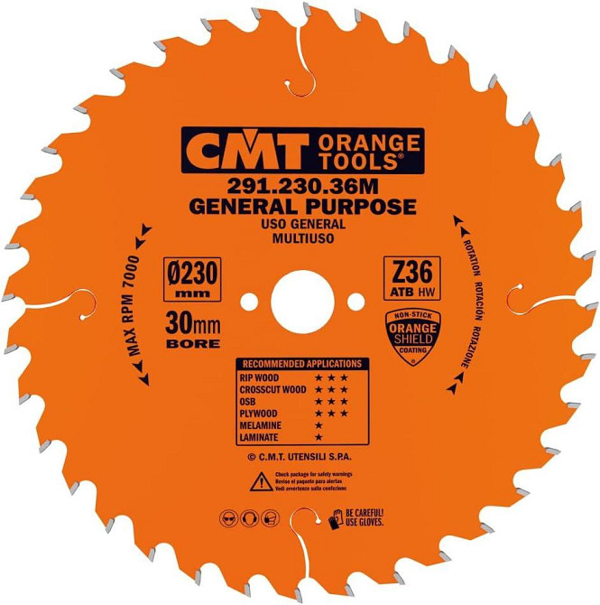 Пильний диск по дереву CMT 230x30x36z K2.8/1.8 (291.230.36M) Одесса - изображение 1