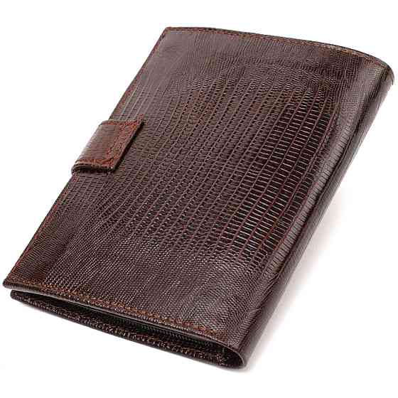 Оригінальне вертикальне чоловіче портмоне середнього розміру з натуральної шкіри з тисненням CANPELLINI 21734 Коричневе Київ