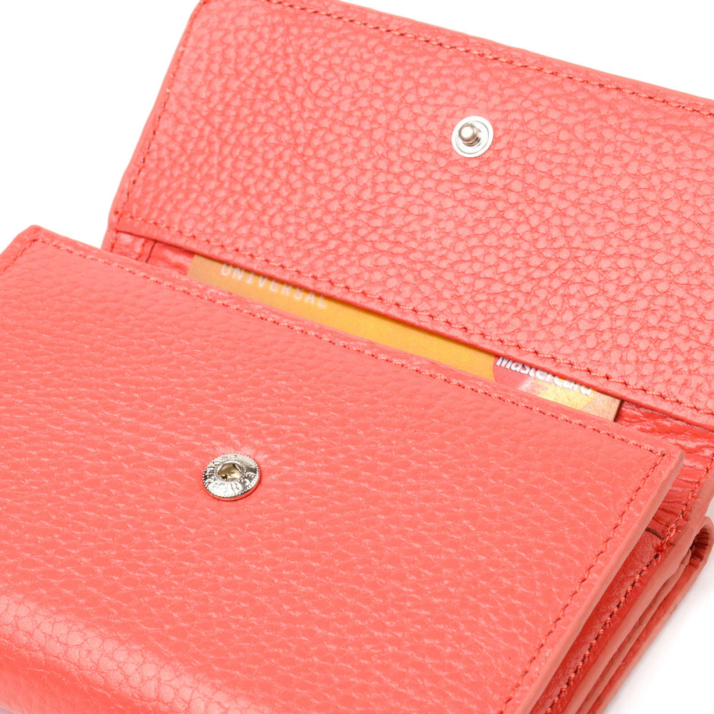 Стильный молодежный кошелек из натуральной кожи флотар CANPELLINI 21595 Коралловый Киев - изображение 5