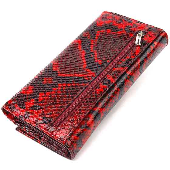 Интересный женский кошелек из натуральной лакированной кожи с тиснением под змею CANPELLINI 21656 Разноцветный Киев