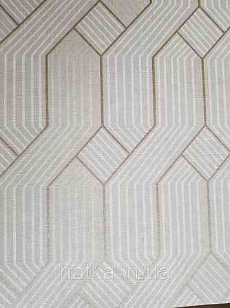 Ообои вінілові на флізелін Decoprint Moments MO22860 геометрія смуги фігури бежеві білі золоті Київ