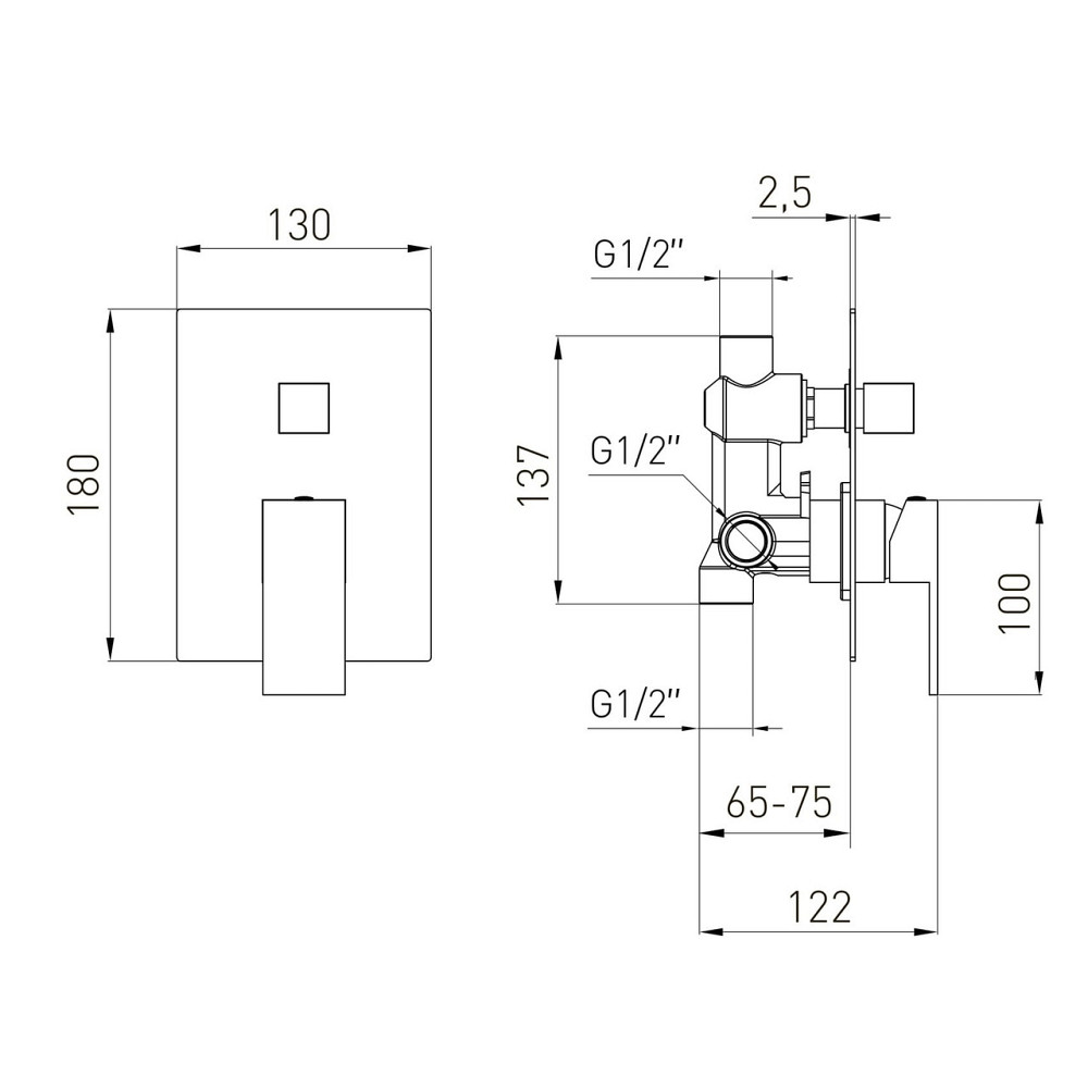 Змішувач прихованого монтажу VOLLE PARDO cepillado oro на 2 споживачі золото Київ - фото 2