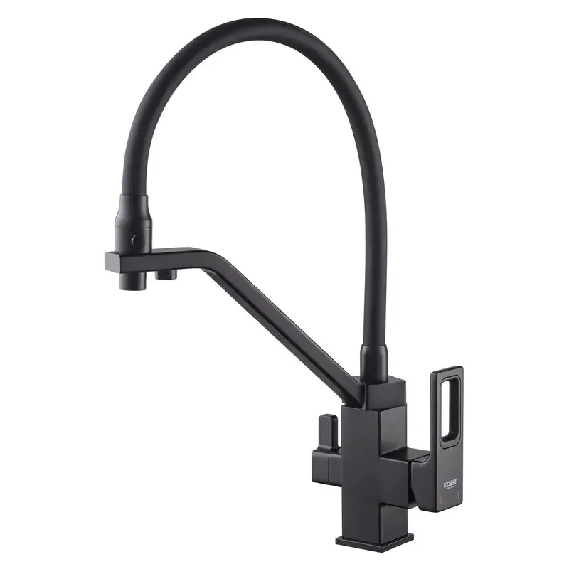 Змішувач для кухні Koer KB-72009-05 з виходом для питної води латунь/колір чорний (KR5007) Чернівці - фото 3
